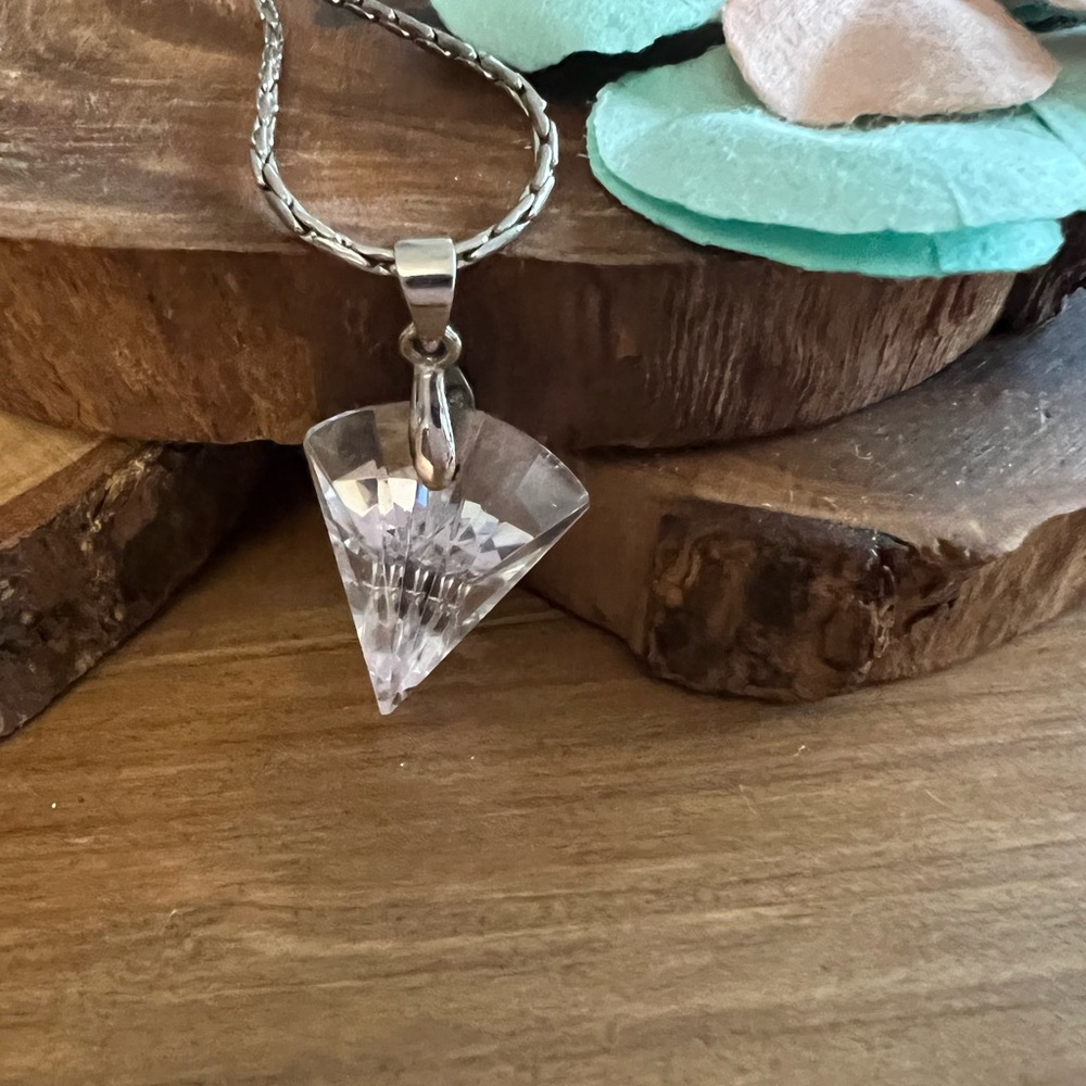 Heavy crystal necklace. Sterling silver